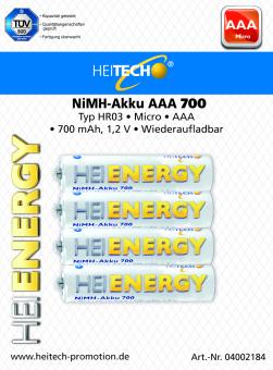 Akku HEITECH Hei Energy HR03 700 mAh AAA Micro 4er Blister 