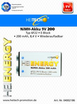 Akku HEITECH Hei Energy NiMH 9V-Block/E/6F22 1er Blister 