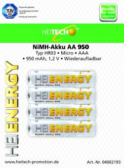 Akku HEITECH "Ready to Use" HR03 950 mAh AAA Micro 4er Blister 